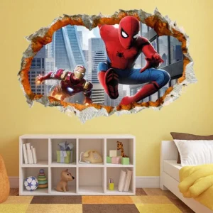 Adesivo Homem-Aranha e Homem de Ferro