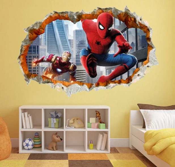 Adesivo Homem-Aranha e Homem de Ferro